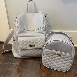 Luli Bebe grey  Quilted Backpack and bottle bag set